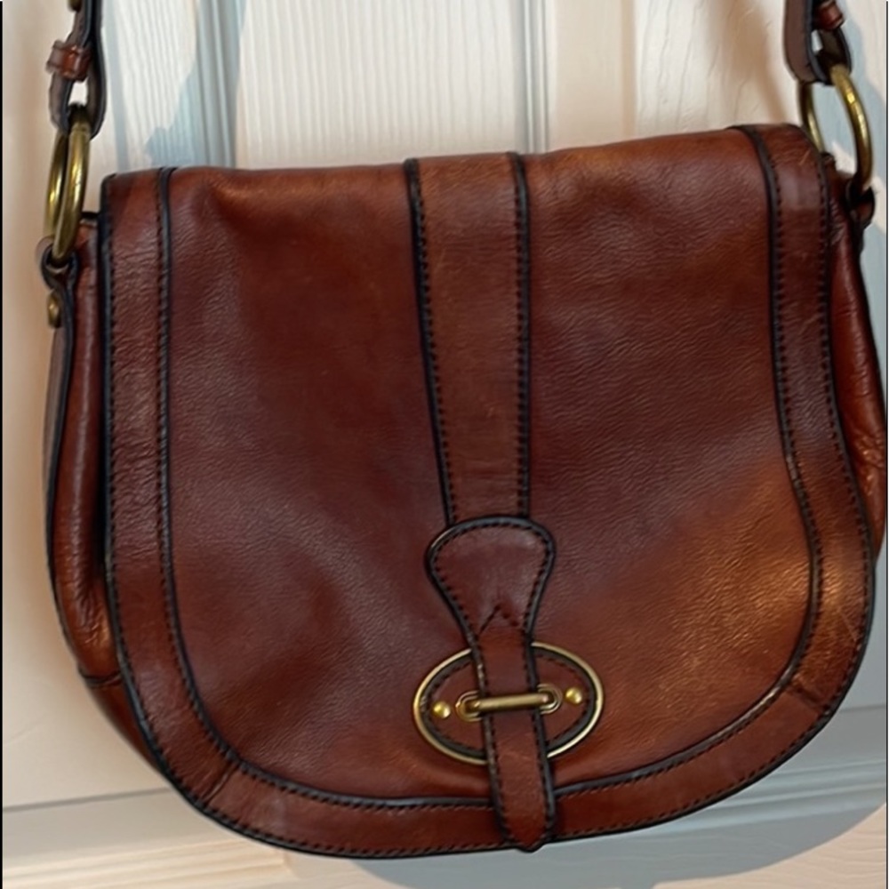 Fossil Brown Leather Saddebag Purse